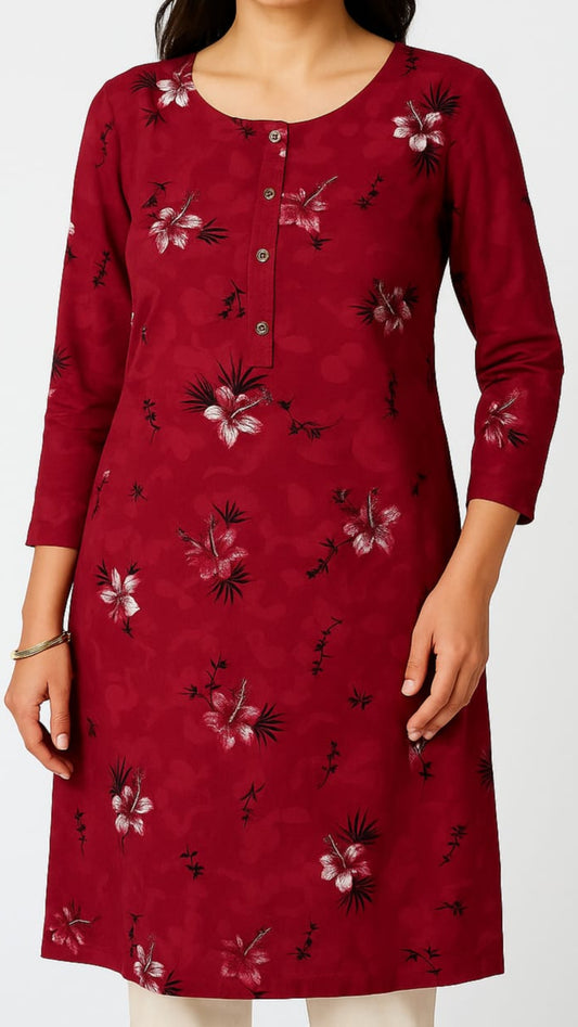 Crimson Charm – Embroidered Red Kurti